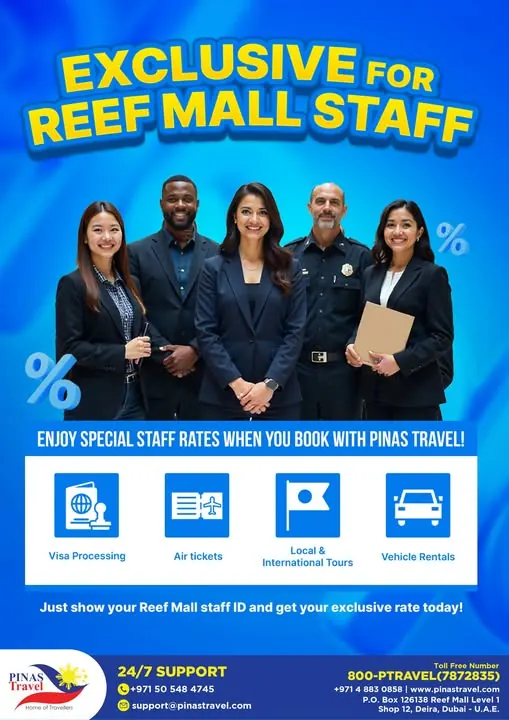 Reef Mall Staff Privilege Rates poster